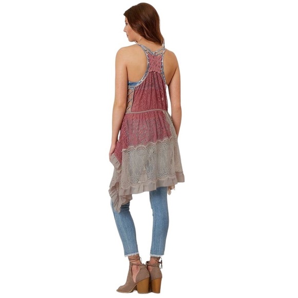 Gimmicks by BKE Rose Pink & Taupe Lace Spaghetti Straps Dress Tunic Women’s XS - Picture 12 of 12